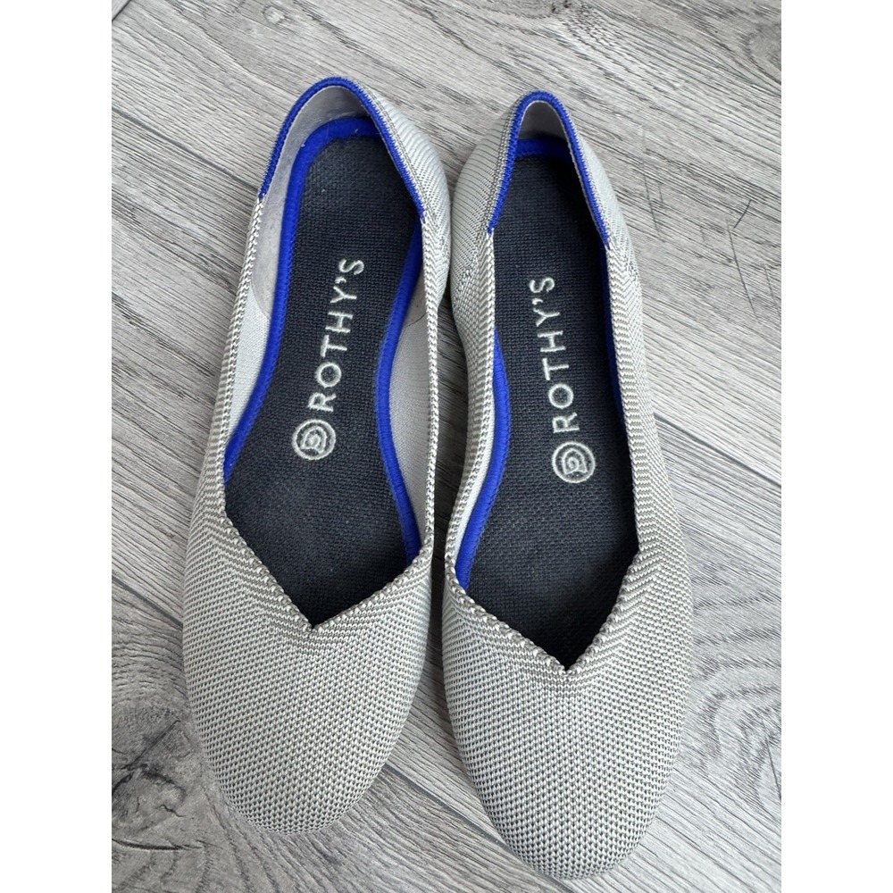 Rothy's Birdseye Round Toe Rare Retired Knit Ballet Flats Shoes Gray